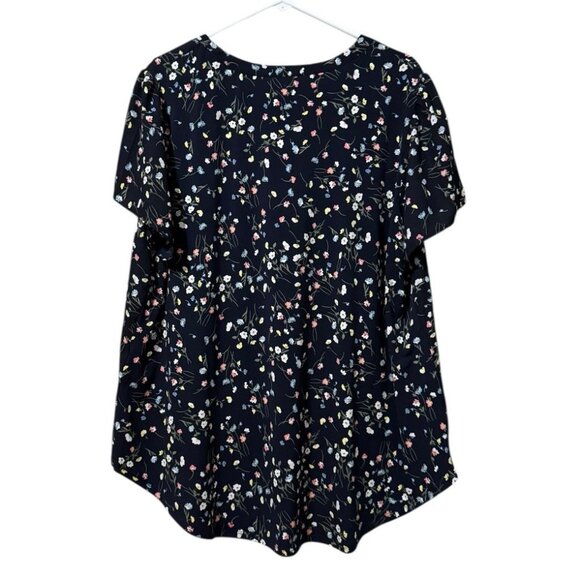 41 Hawthorn Women Size 2X Floral Popover Blouse Short Sleeve Recycled Material - Picture 2 of 13